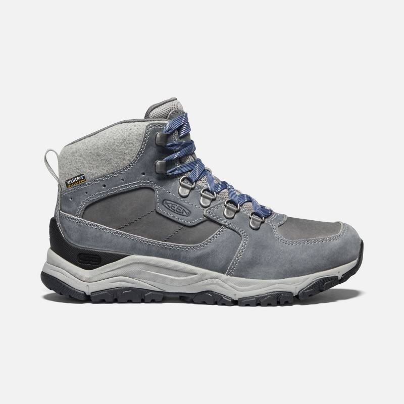 Keen Innate Leather Wanderstiefel Damen DE-51248 Drizzle/Vintage Indigo - Keen Damenschuhe Grau